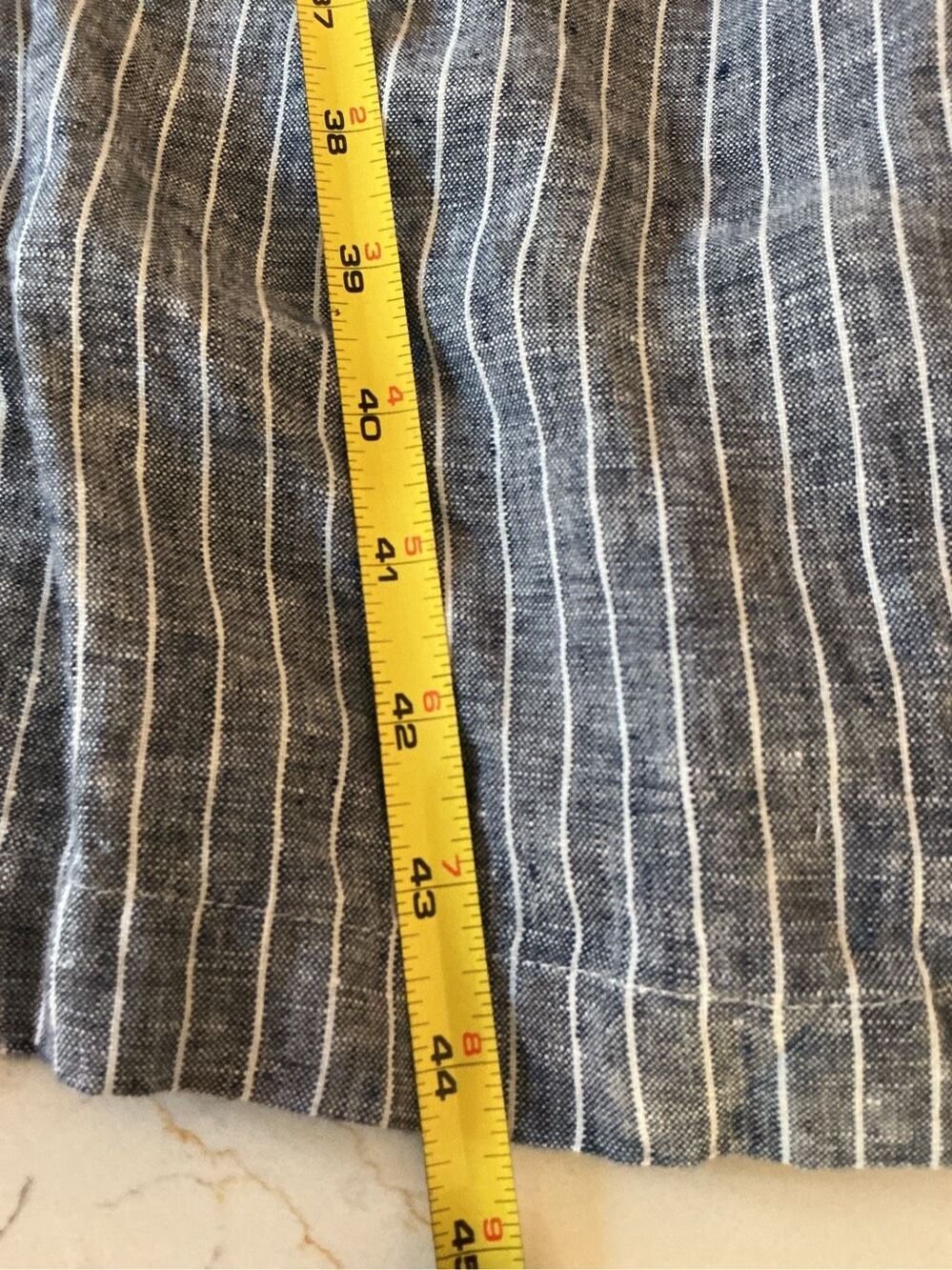 Quince 100% European Linen Button Front Dress Sz M Chambray Stripe - Picture 7 of 7
